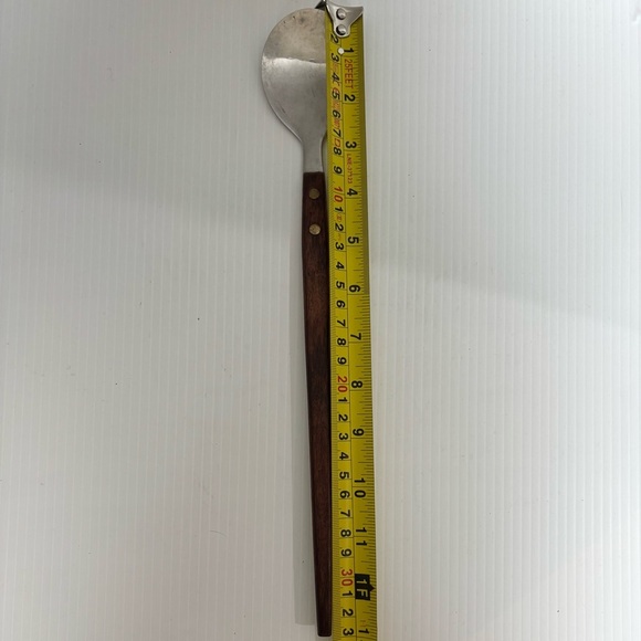 Vintage MCM Wooden Handle Serving Spoon 13” Long Replacement Stainless Steel - Picture 6 of 7
